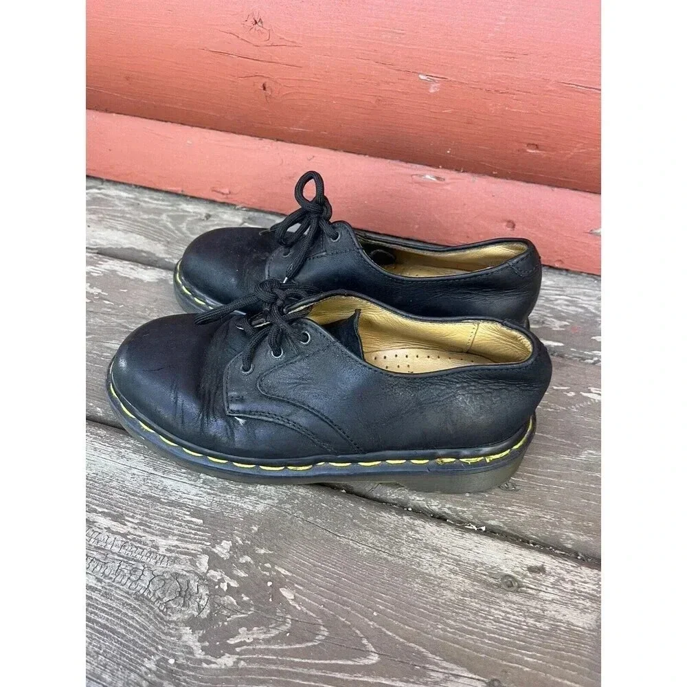Vintage Dr Martens Original Made In England Leather Black Shoes Size Kids US 2